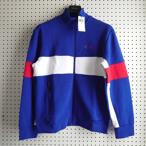 POLO RALPH LAUREN Men's Color-Blocked Double-Knit Track Jacket Blue Multi - Picture 9 of 12